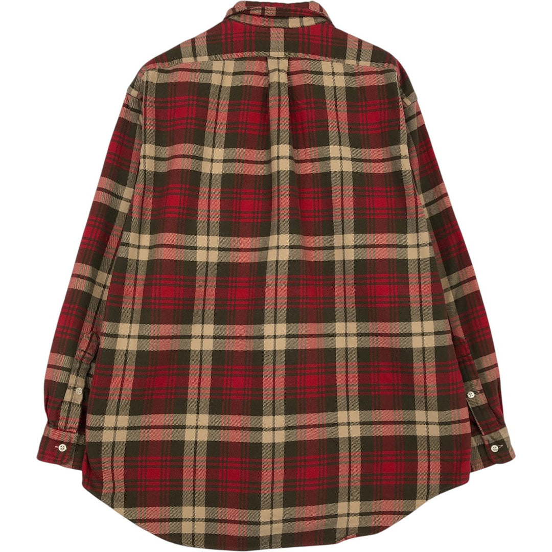 Ralph Lauren BLAKE long sleeve button down light flannel check shirt, men's size L cotton red type Vintage Second Hand