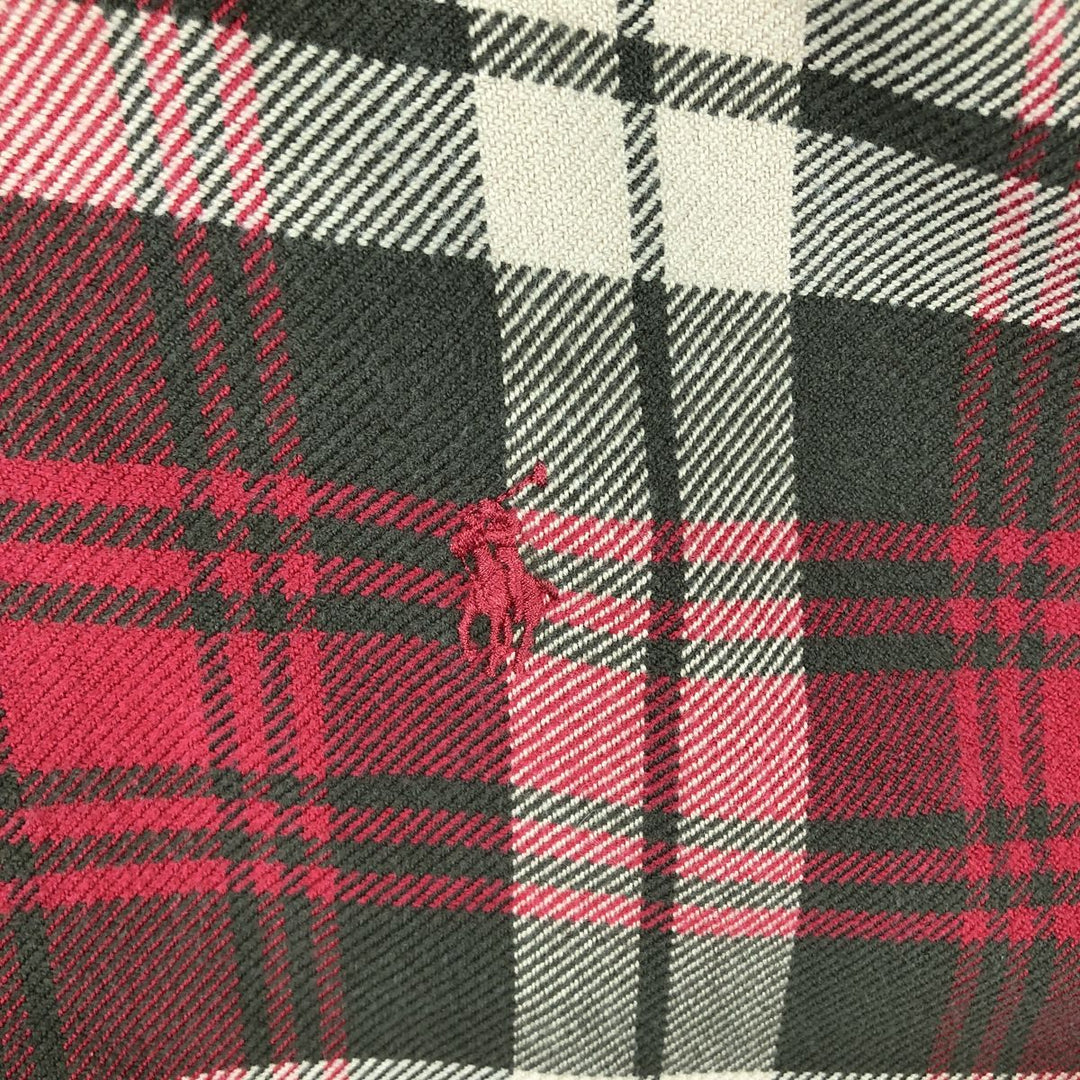 Ralph Lauren BLAKE long sleeve button down light flannel check shirt, men's size L cotton red type Vintage Second Hand