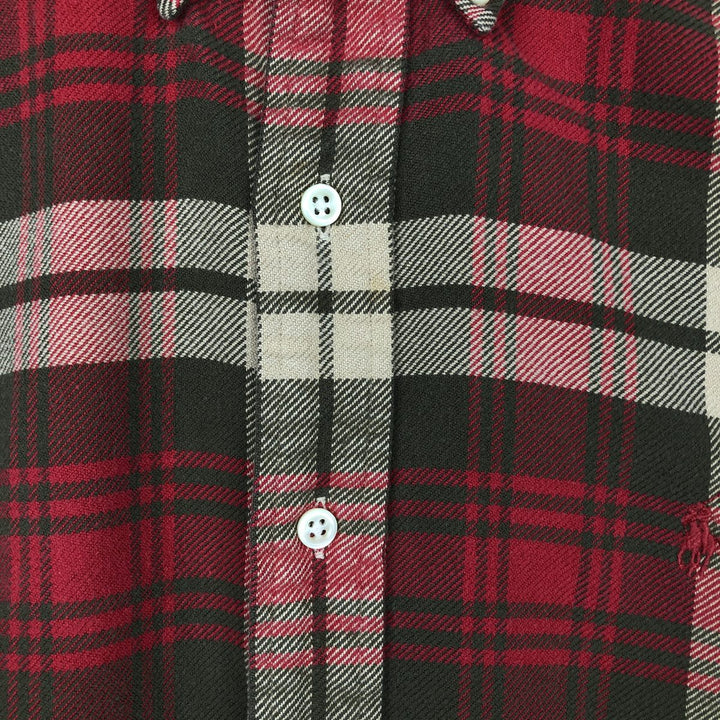 Ralph Lauren BLAKE long sleeve button down light flannel check shirt, men's size L cotton red type Vintage Second Hand