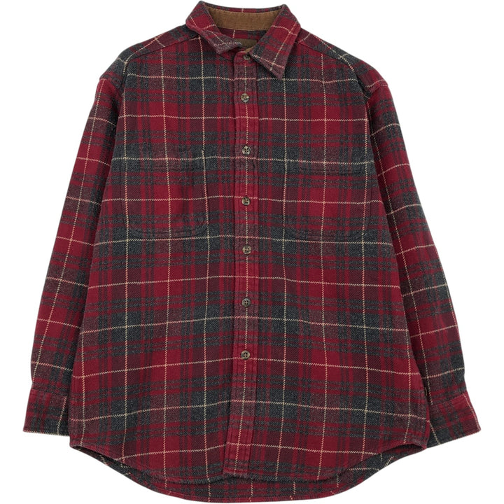 Vintage 90s-00'S St. John's Bay long-sleeved flannel check shirt, size M, men's cotton red type Vintage Second Hand