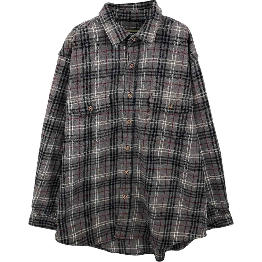 Field and Stream Long Sleeve Flannel Check Shirt, Men's XL cotton gray type Vintage Second Hand