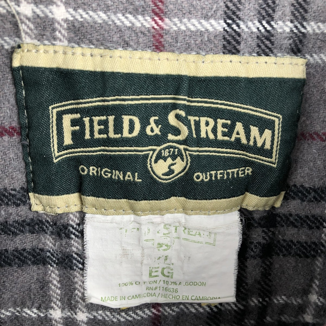 Field and Stream Long Sleeve Flannel Check Shirt, Men's XL cotton gray type Vintage Second Hand