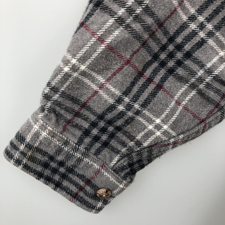 Field and Stream Long Sleeve Flannel Check Shirt, Men's XL cotton gray type Vintage Second Hand