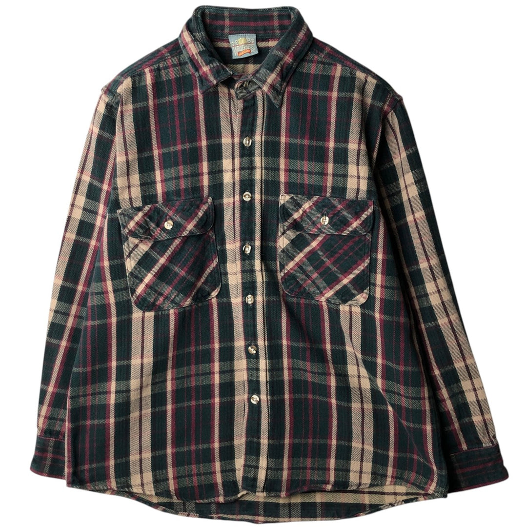 OZARK WILDERNESS OUTFITTERS Long Sleeve Heavy Flannel Check Shirt, Men's Size L unclear Green type dark green Vintage Second Hand