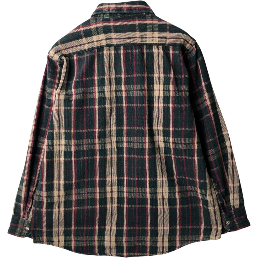 OZARK WILDERNESS OUTFITTERS Long Sleeve Heavy Flannel Check Shirt, Men's Size L unclear Green type dark green Vintage Second Hand