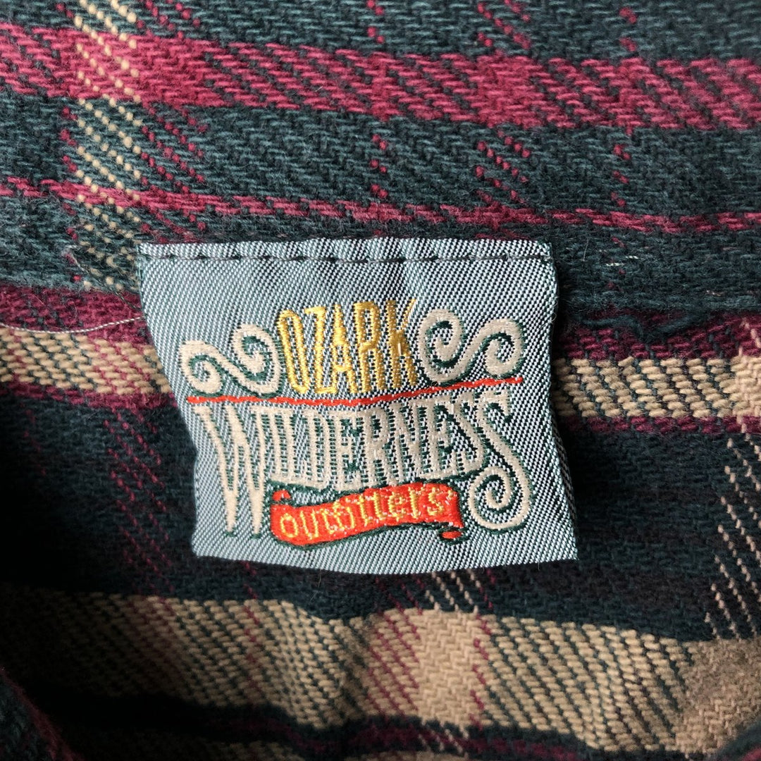 OZARK WILDERNESS OUTFITTERS Long Sleeve Heavy Flannel Check Shirt, Men's Size L unclear Green type dark green Vintage Second Hand