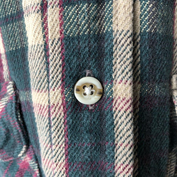 OZARK WILDERNESS OUTFITTERS Long Sleeve Heavy Flannel Check Shirt, Men's Size L unclear Green type dark green Vintage Second Hand