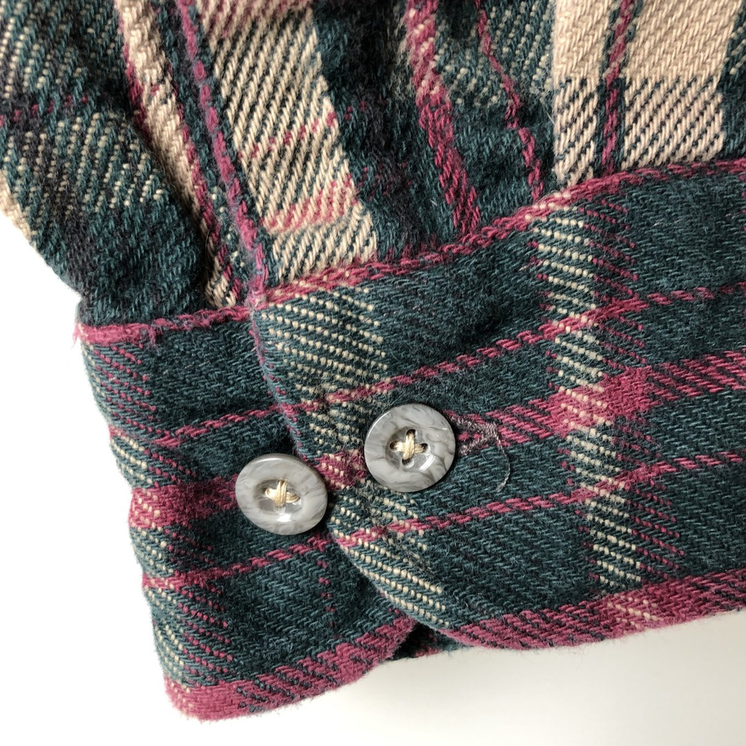 OZARK WILDERNESS OUTFITTERS Long Sleeve Heavy Flannel Check Shirt, Men's Size L unclear Green type dark green Vintage Second Hand