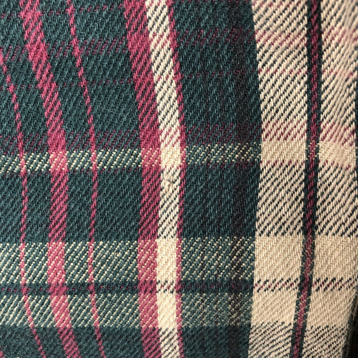 OZARK WILDERNESS OUTFITTERS Long Sleeve Heavy Flannel Check Shirt, Men's Size L unclear Green type dark green Vintage Second Hand