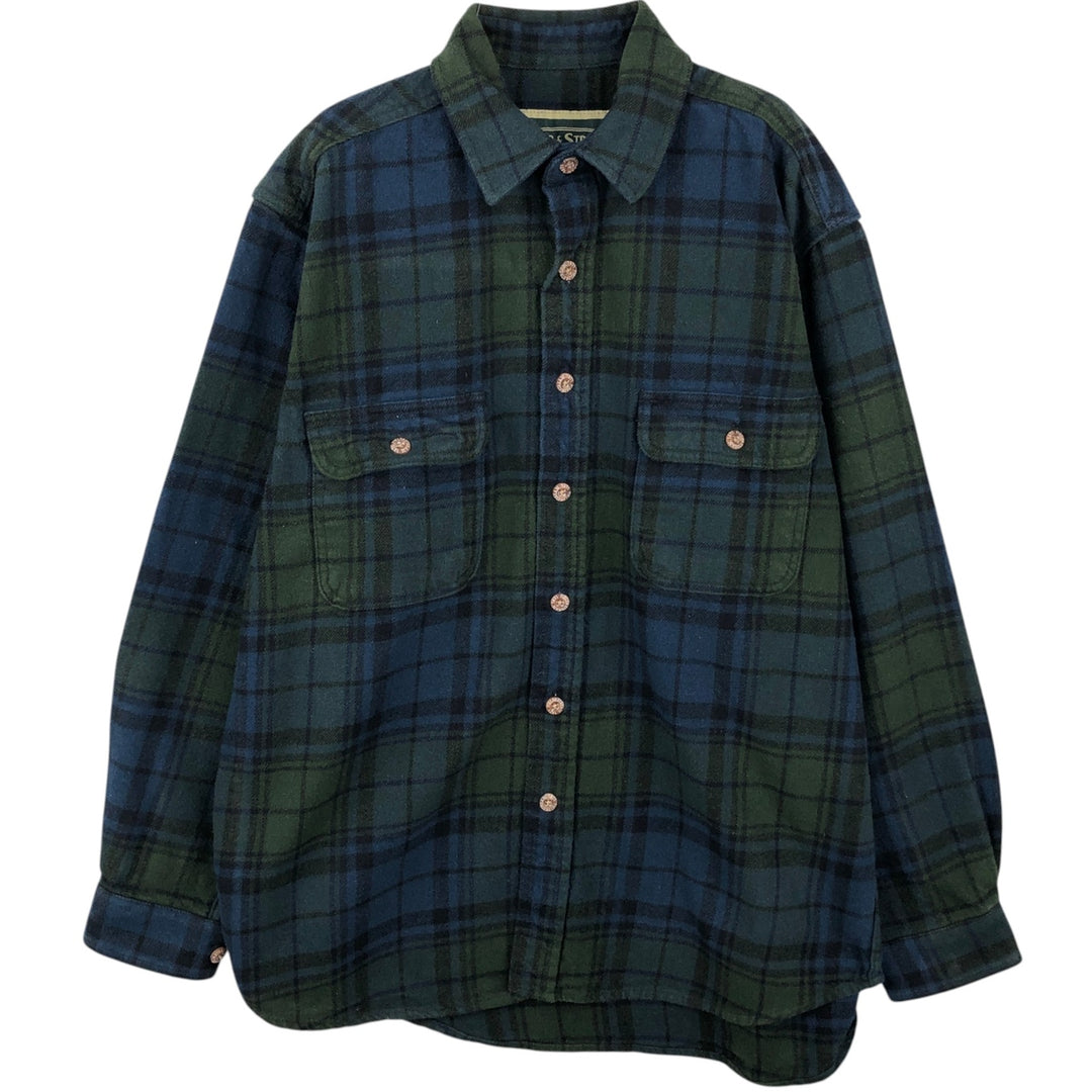 FIELD AND STREAM Long Sleeve Heavy Flannel Check Shirt, Men's Size M unclear green type Vintage Second Hand