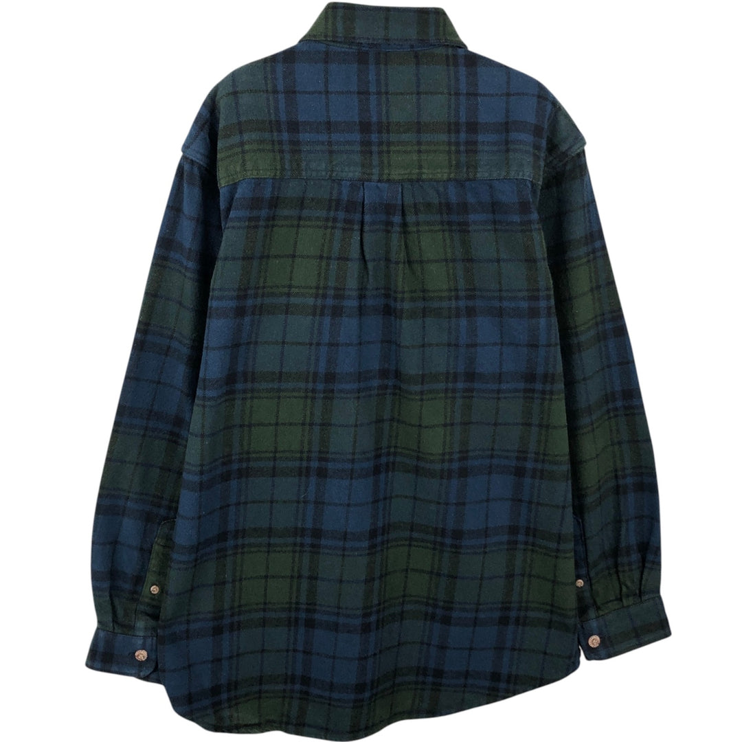 FIELD AND STREAM Long Sleeve Heavy Flannel Check Shirt, Men's Size M unclear green type Vintage Second Hand