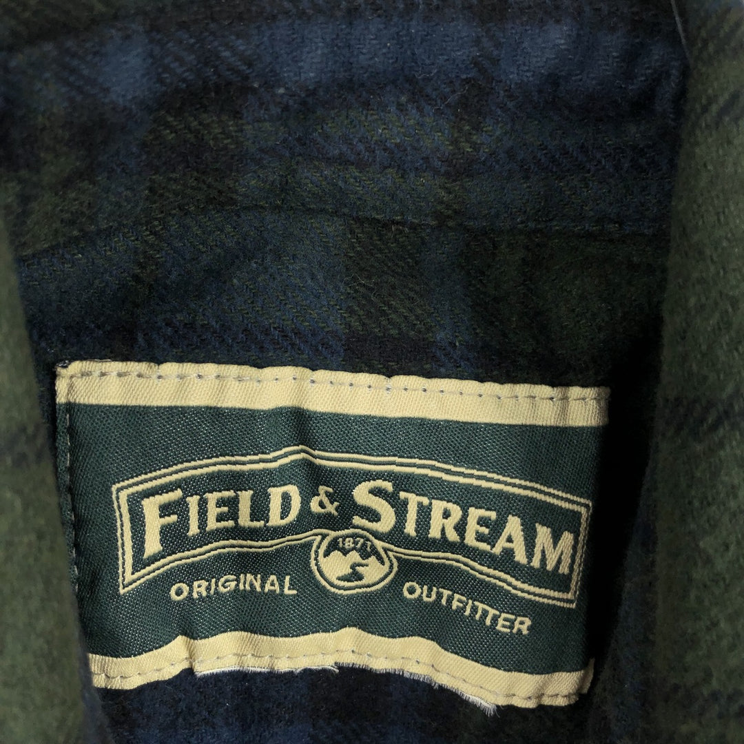 FIELD AND STREAM Long Sleeve Heavy Flannel Check Shirt, Men's Size M unclear green type Vintage Second Hand