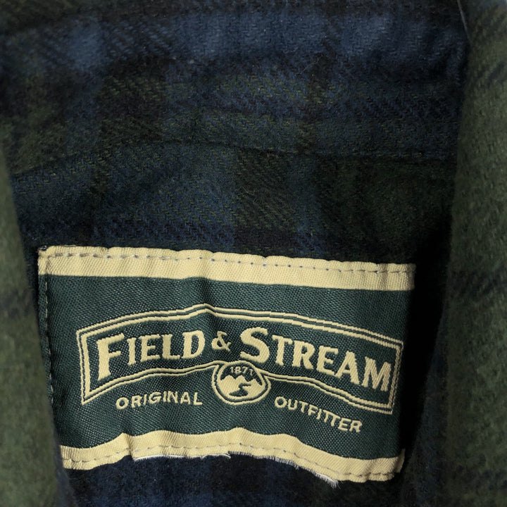 FIELD AND STREAM Long Sleeve Heavy Flannel Check Shirt, Men's Size M unclear green type Vintage Second Hand