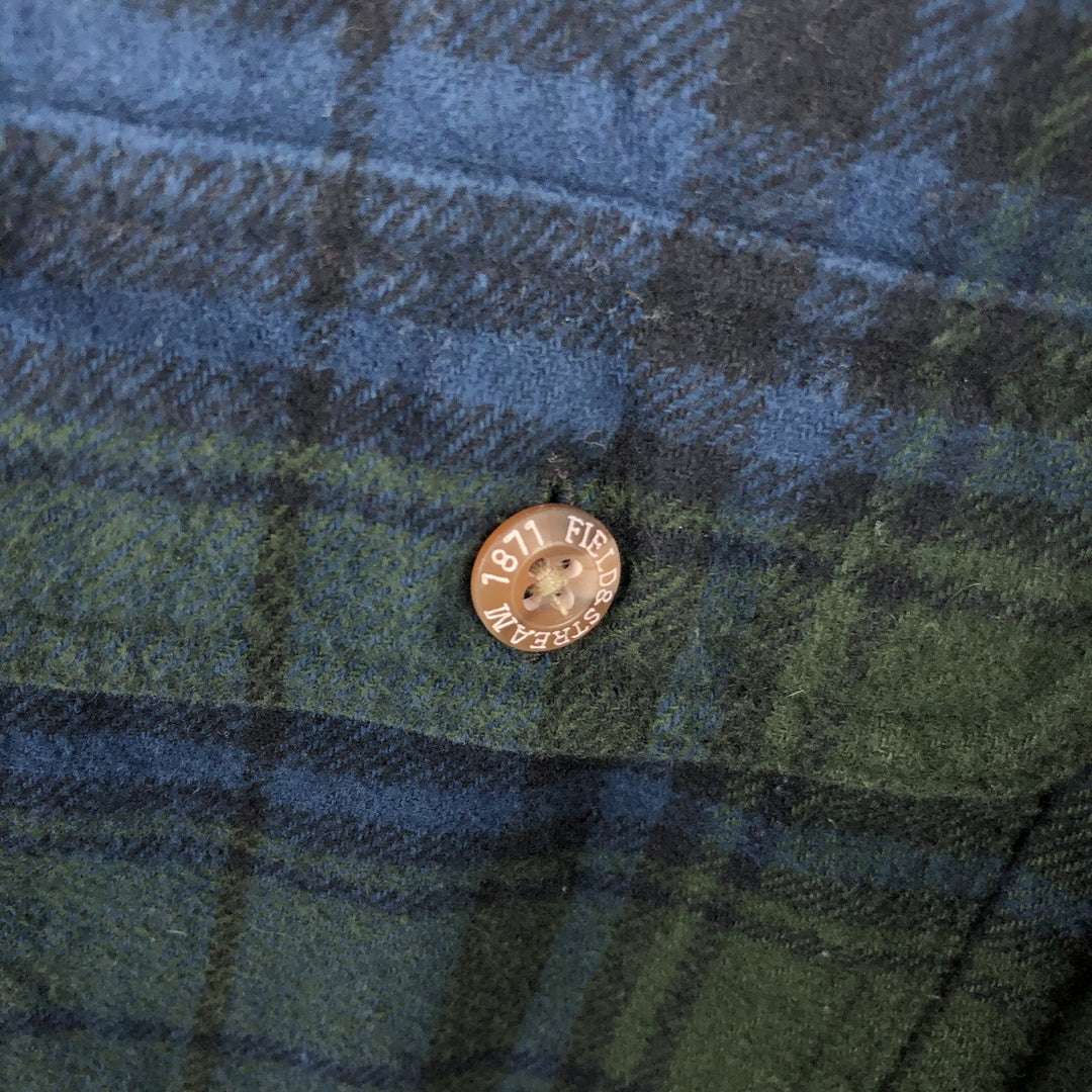 FIELD AND STREAM Long Sleeve Heavy Flannel Check Shirt, Men's Size M unclear green type Vintage Second Hand