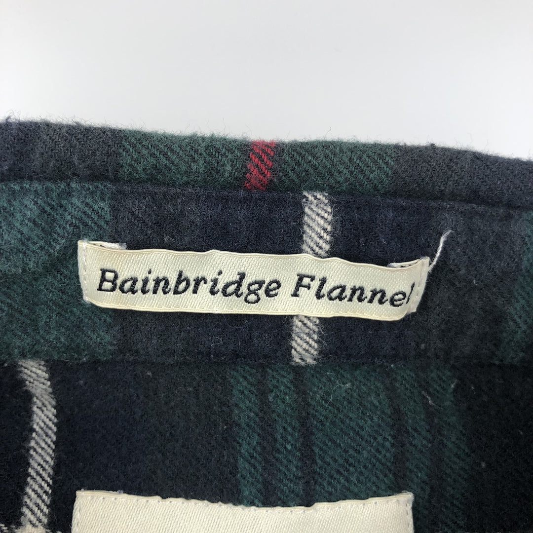 1990'S Eddie Bauer Bainbridge Flannel Long-Sleeve Button-Down Flannel Check Shirt, Men's Size XL (Equivalent), Vintage cotton green type Vintage Second Hand