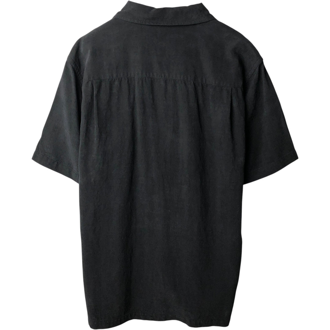 Perry Ellis PERRY ELLIS Short Sleeve Open Collar Silk Shirt Box Shirt Men's L Size silk black type Vintage Second Hand