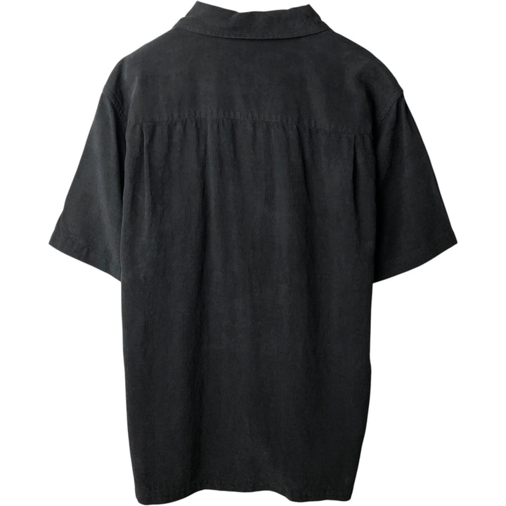 Perry Ellis PERRY ELLIS Short Sleeve Open Collar Silk Shirt Box Shirt Men's L Size silk black type Vintage Second Hand