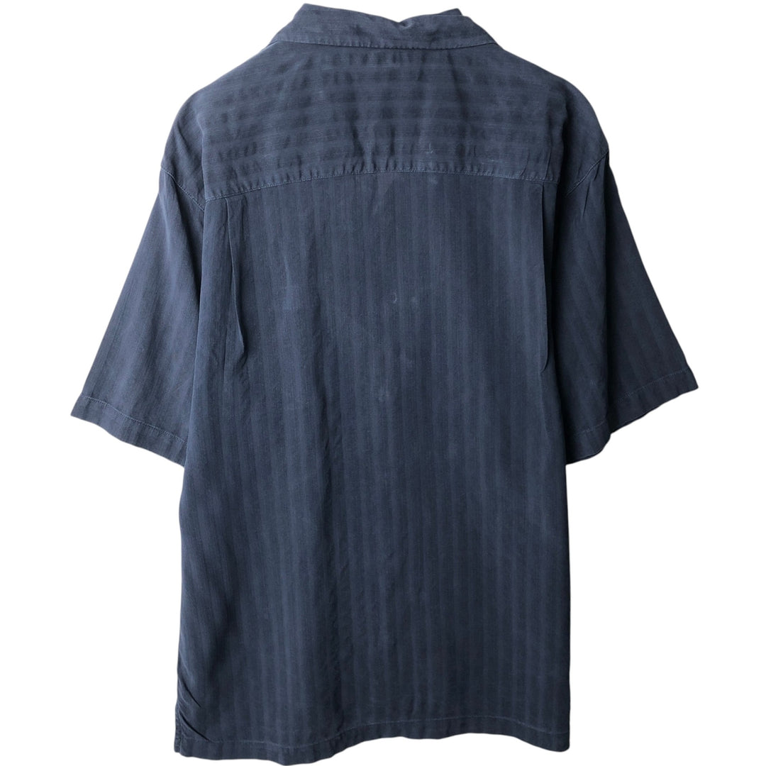 Tommy Bahama short sleeve open collar silk shirt, box shirt, men's M size silk navy blue type Vintage Second Hand