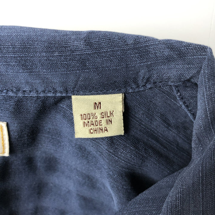Tommy Bahama short sleeve open collar silk shirt, box shirt, men's M size silk navy blue type Vintage Second Hand
