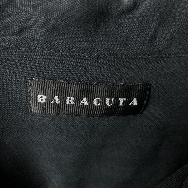 BARACUTA Short-Sleeve Open-Collar Silk Shirt, Boxy Fit, Men's Size M (approx.) silk black type Vintage Second Hand