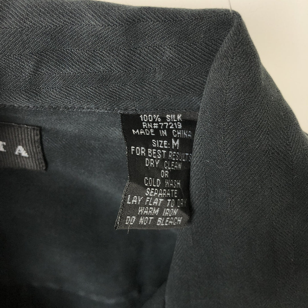BARACUTA Short-Sleeve Open-Collar Silk Shirt, Boxy Fit, Men's Size M (approx.) silk black type Vintage Second Hand
