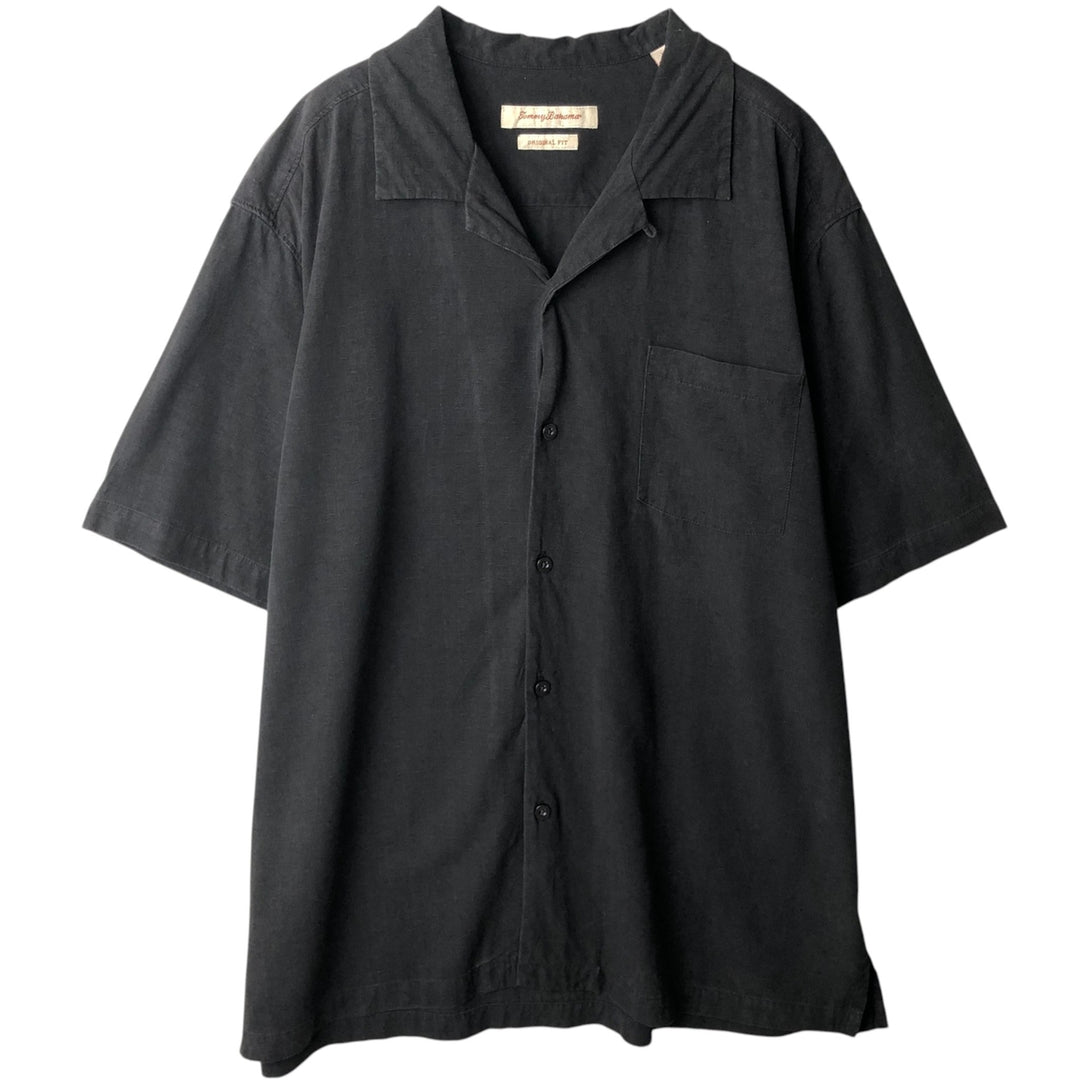 Tommy Bahama ORIGINAL FIT short sleeve open collar silk shirt box shirt men's XL size silk black type Vintage Second Hand