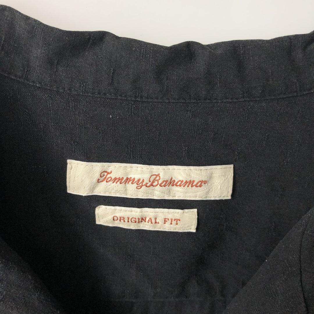 Tommy Bahama ORIGINAL FIT short sleeve open collar silk shirt box shirt men's XL size silk black type Vintage Second Hand