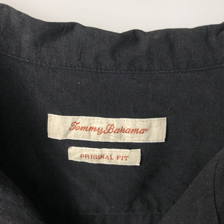 Tommy Bahama ORIGINAL FIT short sleeve open collar silk shirt box shirt men's XL size silk black type Vintage Second Hand