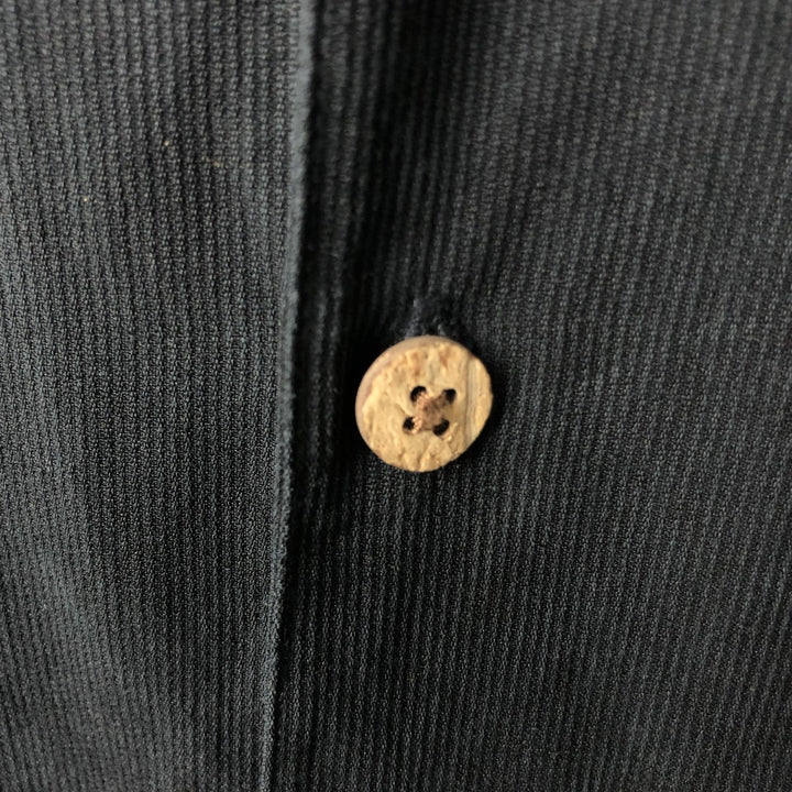 WF Short-Sleeve Open-Collar Silk Shirt, Boxy Shirt, Men's Size L (approx.) silk black type Vintage Second Hand