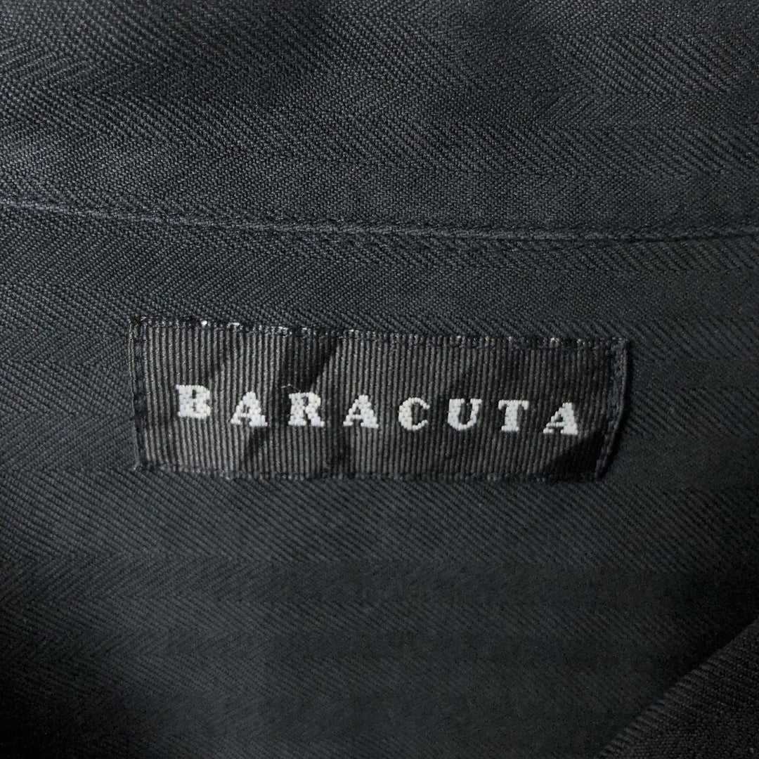 BARACUTA Short-Sleeve Open-Collar Silk Shirt, Boxy Fit, Men's Size M (approx.) silk black type Vintage Second Hand