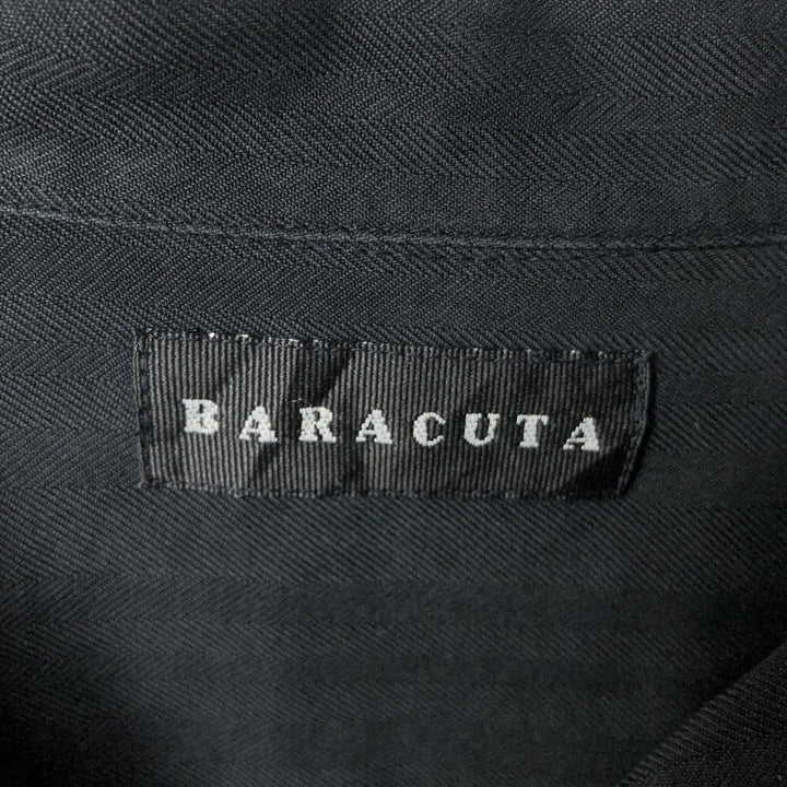 BARACUTA Short-Sleeve Open-Collar Silk Shirt, Boxy Fit, Men's Size M (approx.) silk black type Vintage Second Hand