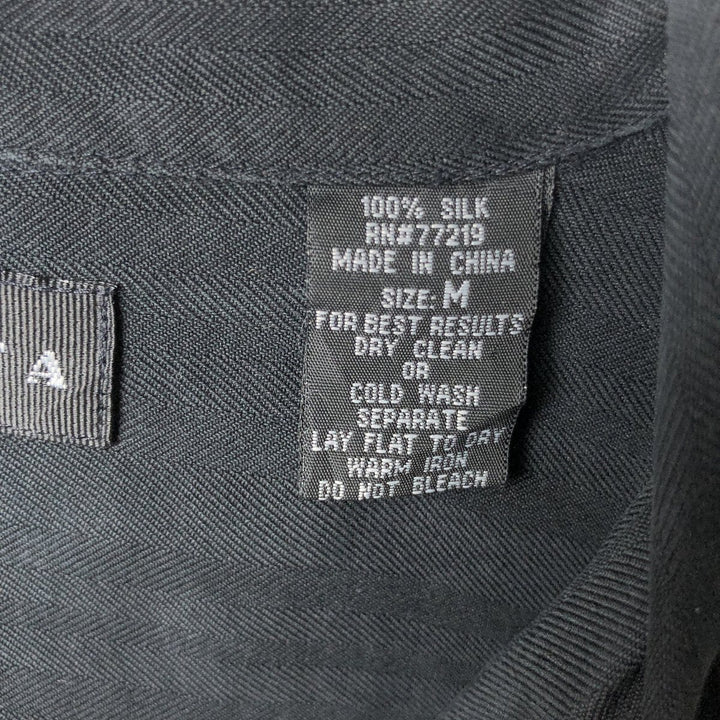 BARACUTA Short-Sleeve Open-Collar Silk Shirt, Boxy Fit, Men's Size M (approx.) silk black type Vintage Second Hand