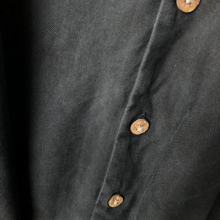 BARACUTA Short-Sleeve Open-Collar Silk Shirt, Boxy Fit, Men's Size M (approx.) silk black type Vintage Second Hand