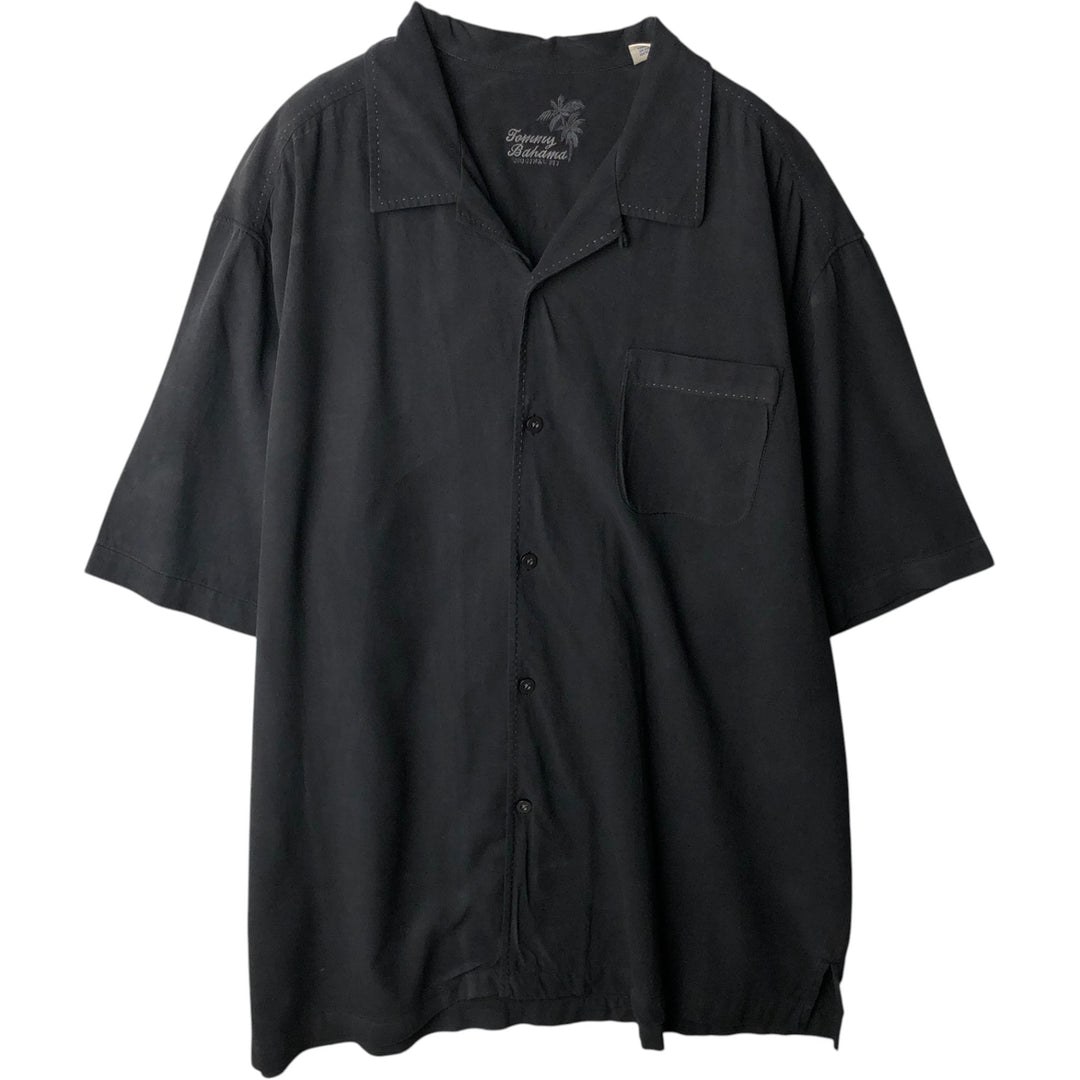 Tommy Bahama ORIGINAL FIT short sleeve open collar silk shirt box shirt men's XL size silk black type Vintage Second Hand