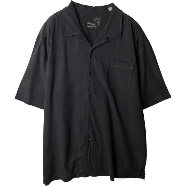 Tommy Bahama ORIGINAL FIT short sleeve open collar silk shirt box shirt men's XL size silk black type Vintage Second Hand