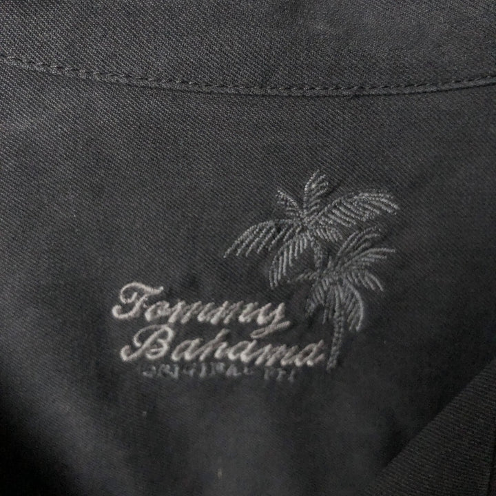 Tommy Bahama ORIGINAL FIT short sleeve open collar silk shirt box shirt men's XL size silk black type Vintage Second Hand