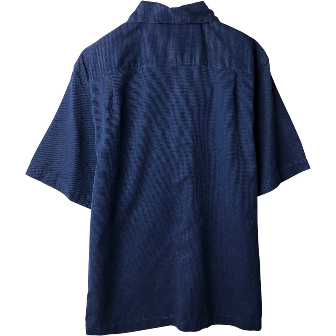 Tommy Bahama ORIGINAL FIT Short-Sleeve Silk Box Shirt (Men's Size S) silk navy blue type Vintage Second Hand