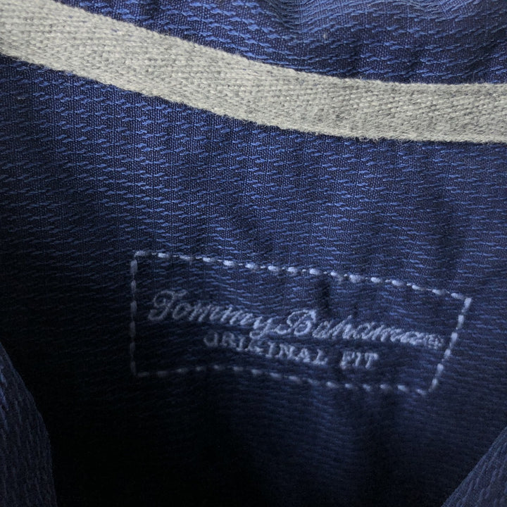 Tommy Bahama ORIGINAL FIT Short-Sleeve Silk Box Shirt (Men's Size S) silk navy blue type Vintage Second Hand