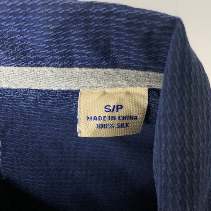 Tommy Bahama ORIGINAL FIT Short-Sleeve Silk Box Shirt (Men's Size S) silk navy blue type Vintage Second Hand