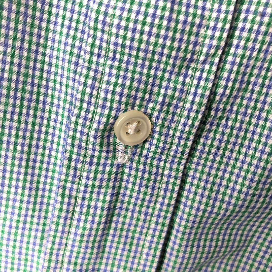 Ralph Lauren POLO RALPH LAUREN BLAKE Gingham Check Short-Sleeve Button-Down Check Shirt, Men's Size XL (approx.) cotton green type Vintage Second Hand