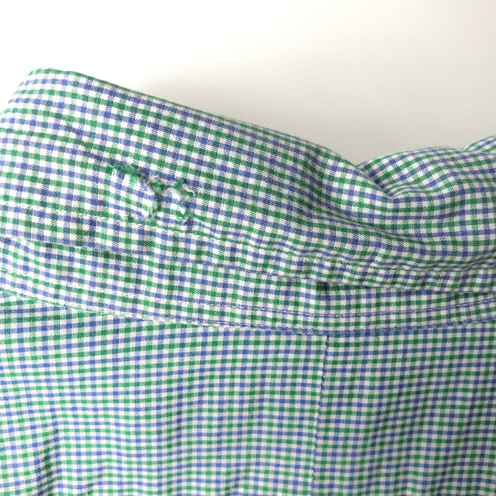 Ralph Lauren POLO RALPH LAUREN BLAKE Gingham Check Short-Sleeve Button-Down Check Shirt, Men's Size XL (approx.) cotton green type Vintage Second Hand