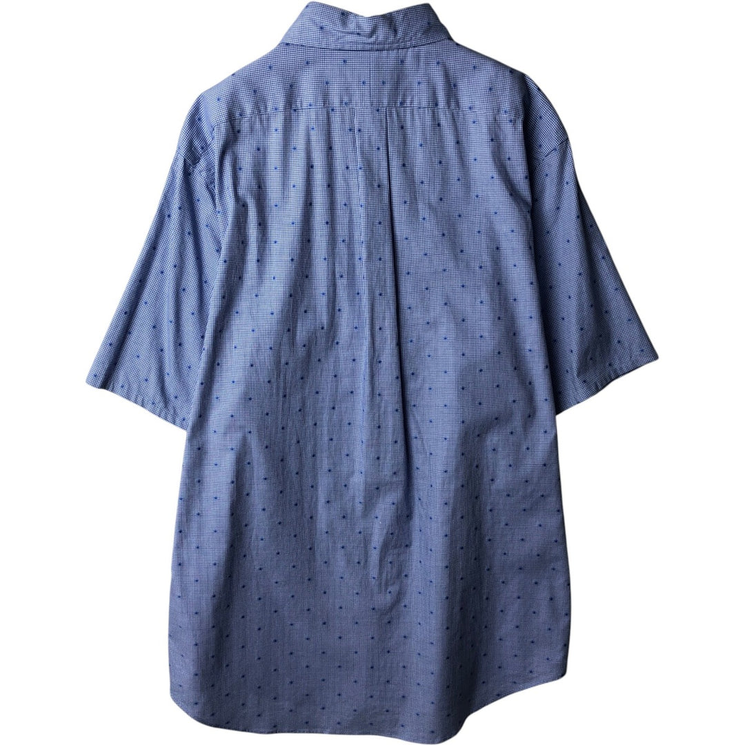 Ralph Lauren POLO RALPH LAUREN PERFORMANCE Houndstooth Pattern Short-Sleeve Button-Down Shirt, Men's Size L (approx.) cotton blue type Vintage Second Hand