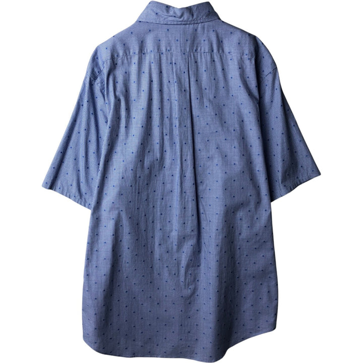 Ralph Lauren POLO RALPH LAUREN PERFORMANCE Houndstooth Pattern Short-Sleeve Button-Down Shirt, Men's Size L (approx.) cotton blue type Vintage Second Hand