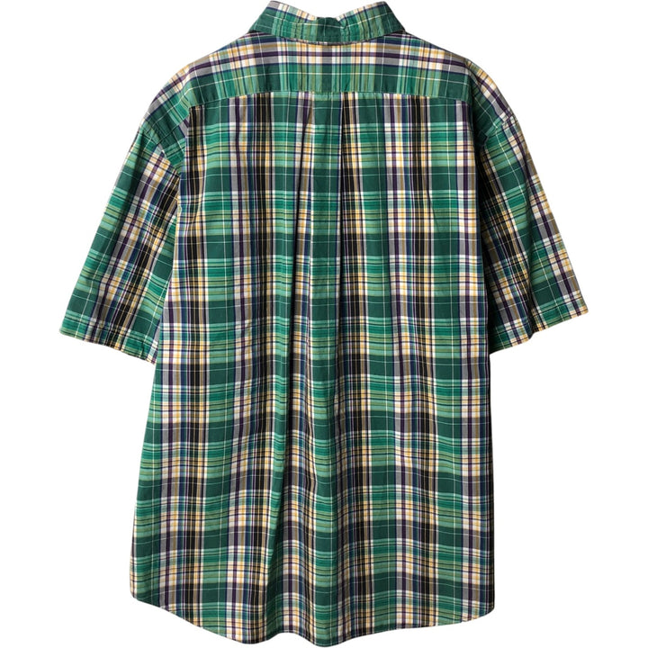 Ralph Lauren POLO RALPH LAUREN CLASSIC FIT Short-Sleeve Button-Down Check Shirt, Men's Size XL (approx.) cotton green type Vintage Second Hand