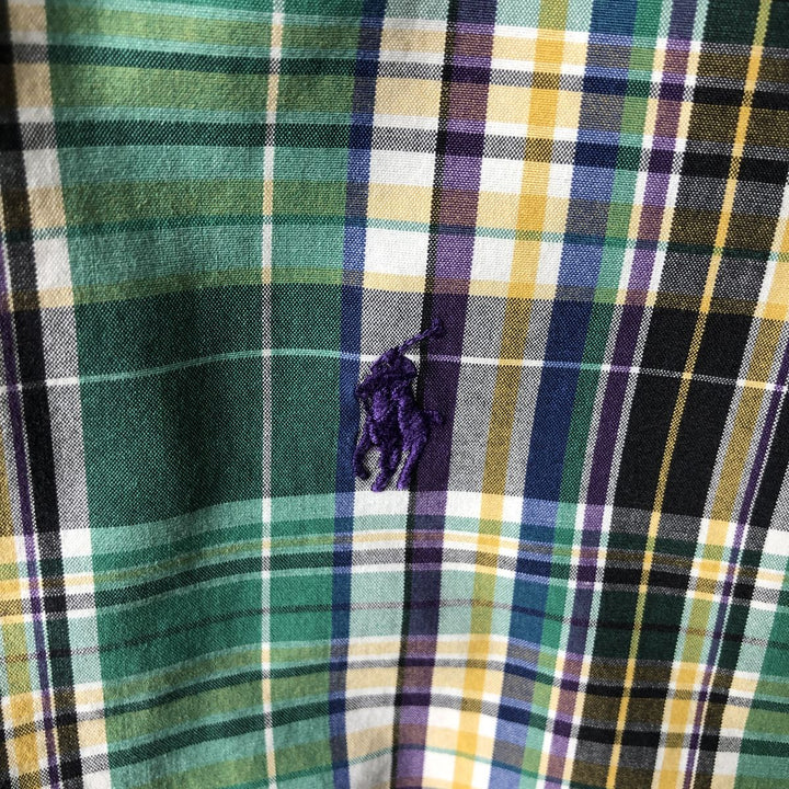 Ralph Lauren POLO RALPH LAUREN CLASSIC FIT Short-Sleeve Button-Down Check Shirt, Men's Size XL (approx.) cotton green type Vintage Second Hand