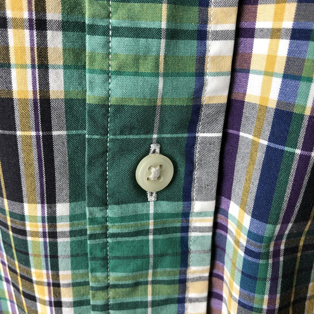 Ralph Lauren POLO RALPH LAUREN CLASSIC FIT Short-Sleeve Button-Down Check Shirt, Men's Size XL (approx.) cotton green type Vintage Second Hand