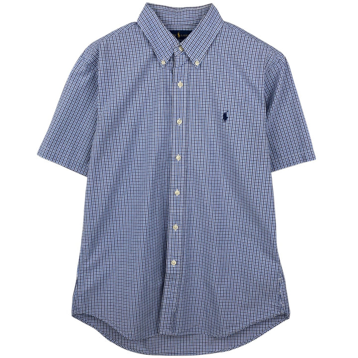 Ralph Lauren SLIM FIT Short-Sleeve Button-Down Check Shirt, Men's Size L (approx.) cotton blue type Vintage Second Hand