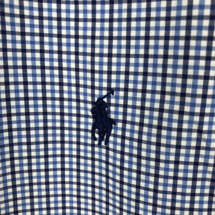 Ralph Lauren SLIM FIT Short-Sleeve Button-Down Check Shirt, Men's Size L (approx.) cotton blue type Vintage Second Hand