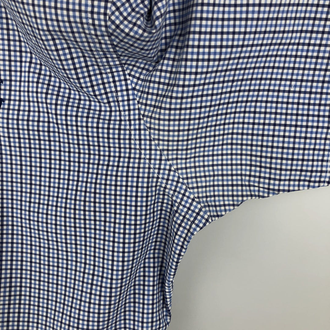 Ralph Lauren SLIM FIT Short-Sleeve Button-Down Check Shirt, Men's Size L (approx.) cotton blue type Vintage Second Hand