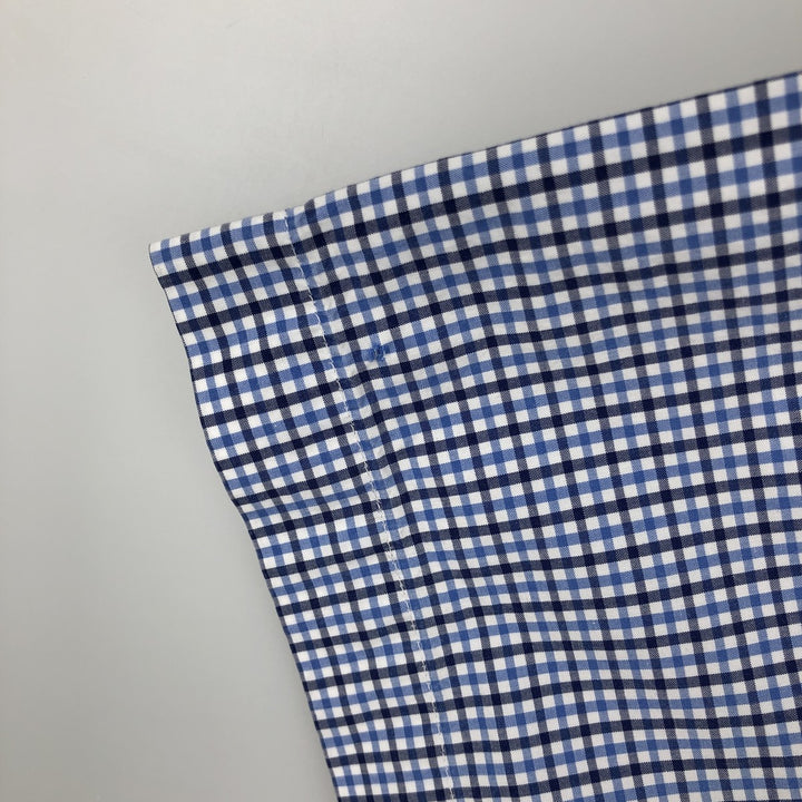 Ralph Lauren SLIM FIT Short-Sleeve Button-Down Check Shirt, Men's Size L (approx.) cotton blue type Vintage Second Hand